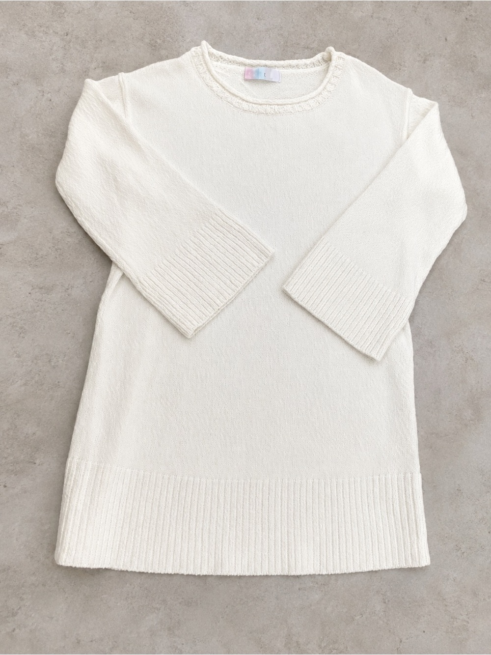 Free People Cream Scoop Neck Rib-Hem Knit Tunic